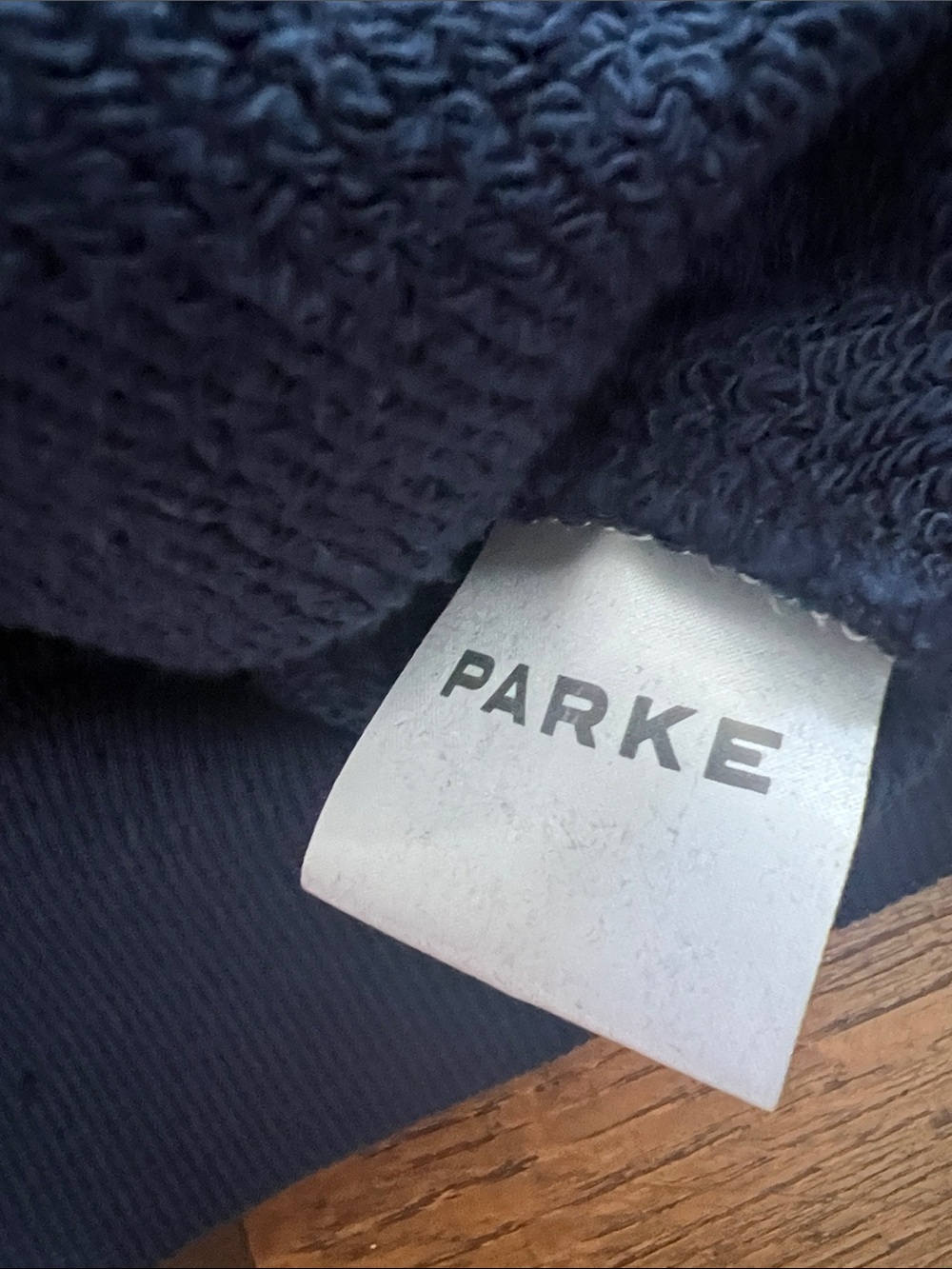 PARKE Denim White Polka Dot Varsity Mockneck Heritage Size S/M New In Bag NWT - Picture 3 of 7